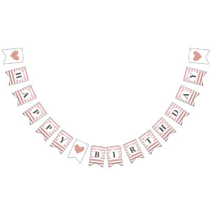 Happy Birthday Rose Gold Stripe Chic Party Bunting