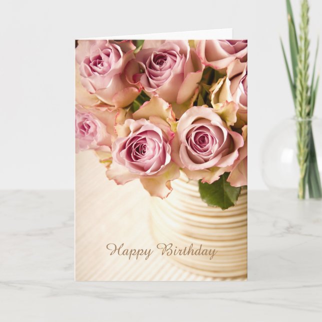 Happy Birthday Roses Greeting Card (Front)