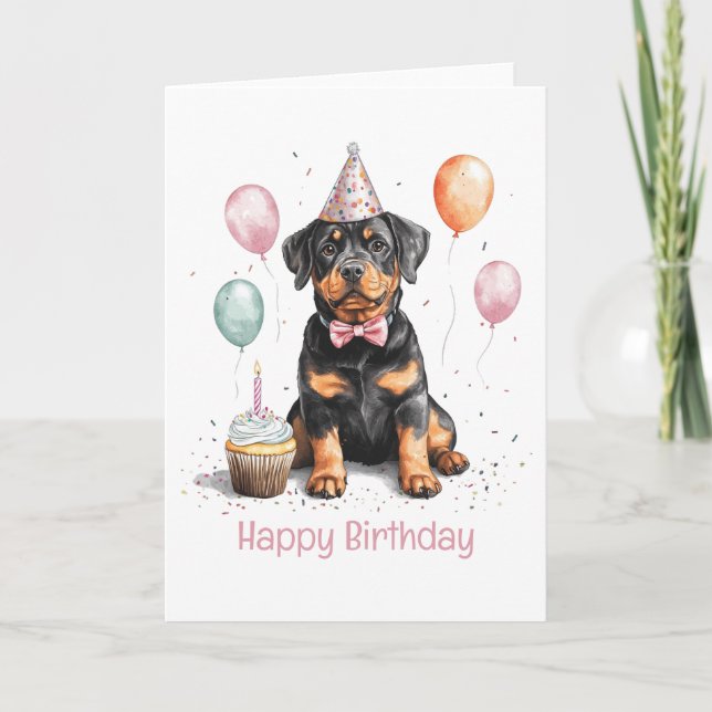 Happy Birthday Rottweiler Dog Card (Front)
