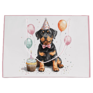 Happy Birthday Rottweiler Dog Large Gift Bag