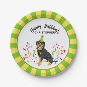 Happy Birthday Rottweiler Dog Party Paper Plate