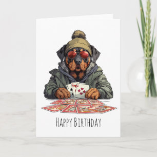 Happy Birthday Rottweiler Dog Playing Cards