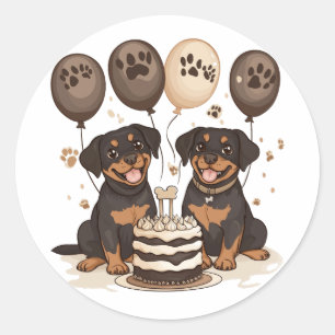 Happy Birthday Rottweiler Dogs Classic Round Sticker