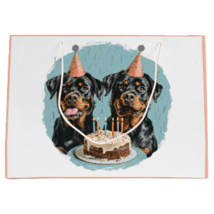 Happy Birthday Rottweiler Dogs Large Gift Bag