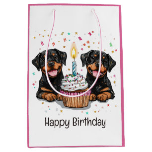 Happy Birthday Rottweiler Dogs Medium Gift Bag