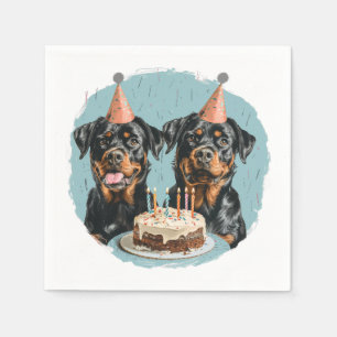 Happy Birthday Rottweiler Dogs Napkin
