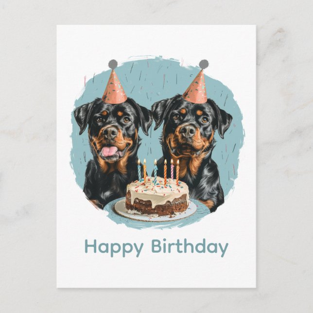Happy Birthday Rottweiler Dogs Postcard (Front)