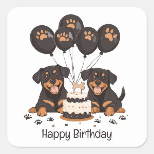 Happy Birthday Rottweiler Dogs Square Sticker
