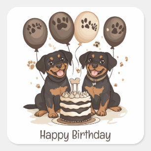 Happy Birthday Rottweiler Dogs Square Sticker