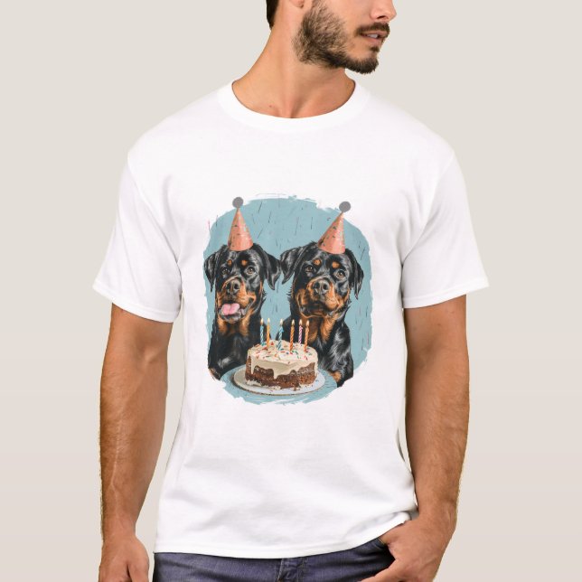 Happy Birthday Rottweiler Dogs T-Shirt (Front)