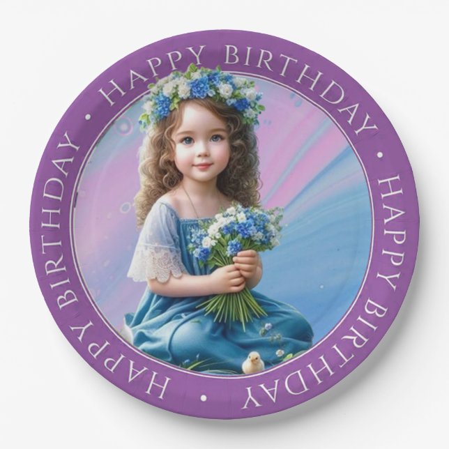 Happy Birthday Round Paper Plate (Front)