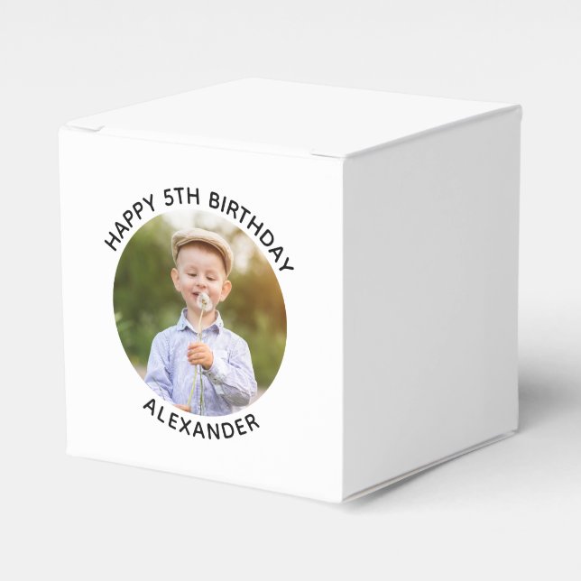 Happy Birthday Round Photo Favour Box (Front Side)