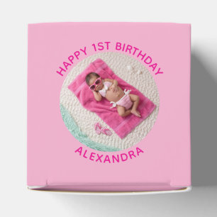 Happy Birthday Round Photo Pink Favour Box