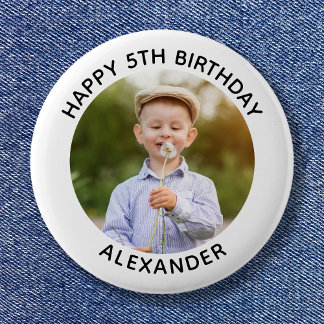 Happy Birthday Round Photo White 6 Cm Round Badge