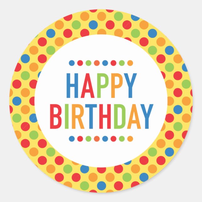 Happy Birthday Round Sticker (Front)