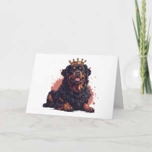 Happy Birthday Royal Rottweiler Dog Queen Crown Card