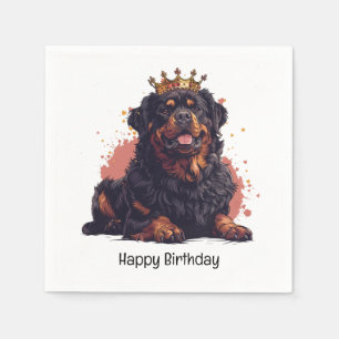 Happy Birthday Royal Rottweiler Dog Queen Crown Napkin