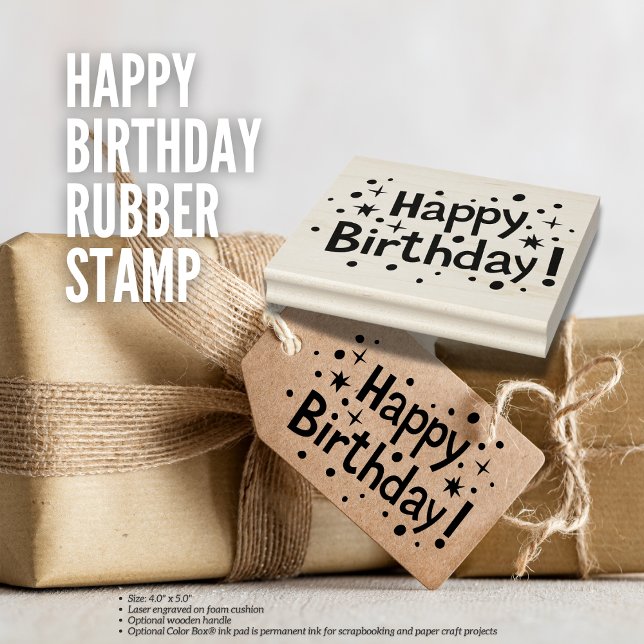 Happy Birthday Rubber Stamp (Happy Birthday Rubber Stamp Size: 4.0" x 5.0" Birthday Depot)