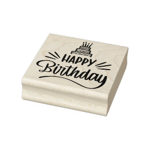 Happy Birthday Rubber Stamp