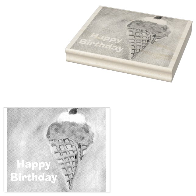 Happy Birthday Rubber Stamp (Stamped)