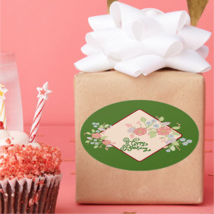 Happy Birthday Runder Aufkleber Oval Sticker