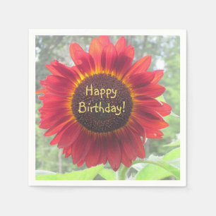 Happy Birthday Rusty Sunflower Napkin
