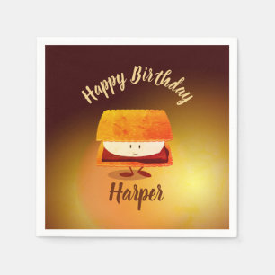 Happy Birthday S’more Name Paper Napkins