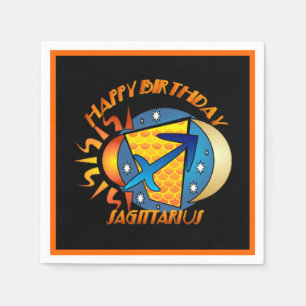 Happy Birthday Sagittarius Zodiac Birth Sign Napkin