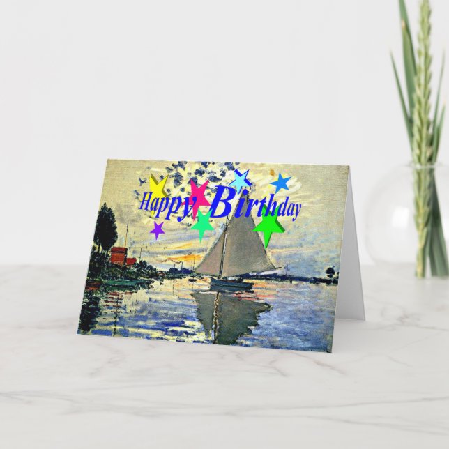 Happy Birthday, Sailboat at le Petit Gennevilliers Card (Front)
