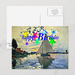 Happy Birthday, Sailboat at le Petit Gennevilliers Postcard