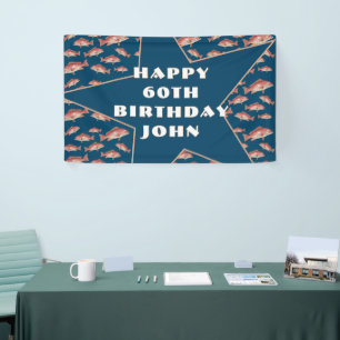 Happy Birthday Saltwater Fisherman Red Snapper Banner