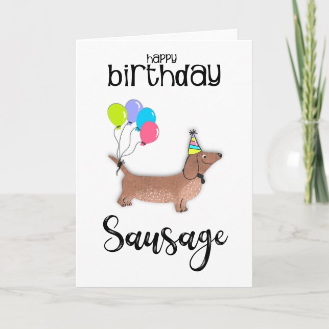 happy birthday sausage dog dachshund card (Front)
