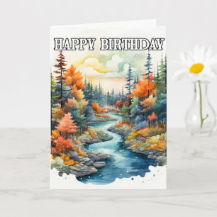 Happy Birthday Scenery Outdoor Landscape Card
