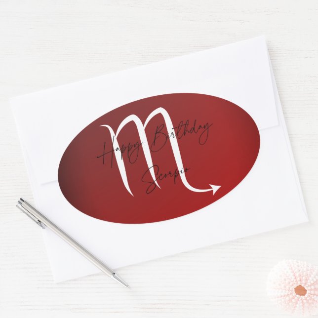 Happy Birthday Scorpio Oval Sticker (Envelope)