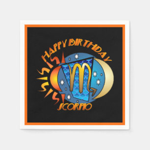 Happy Birthday Scorpio Zodiac Birth Sign Napkins