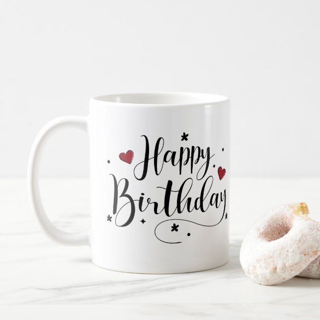 Happy Birthday Script Custom Name Coffee Mug (With Donut)