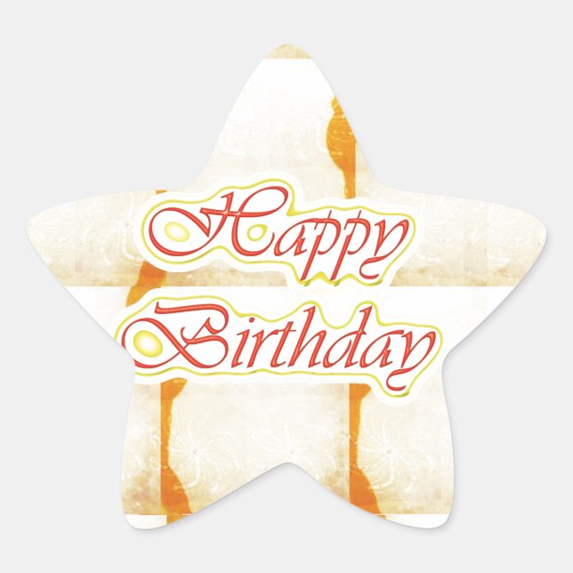 HAPPY Birthday Script : SAFFRON Pure Crystal Star Sticker (Front)