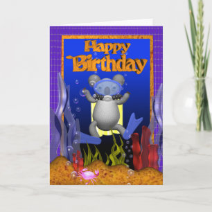 Happy Birthday Scuba Diver Koala by Valxart Card