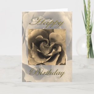 Happy Birthday Sepia Rose Card