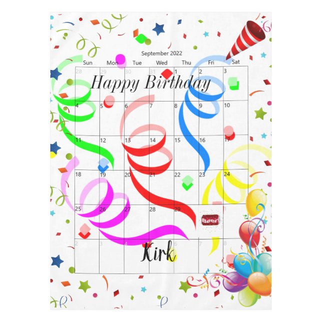 Happy Birthday September 2022 Tablecloth  (Front)