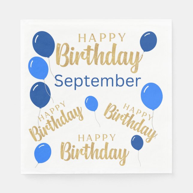 Happy birthday September birthdays Paper Napkin (Front)