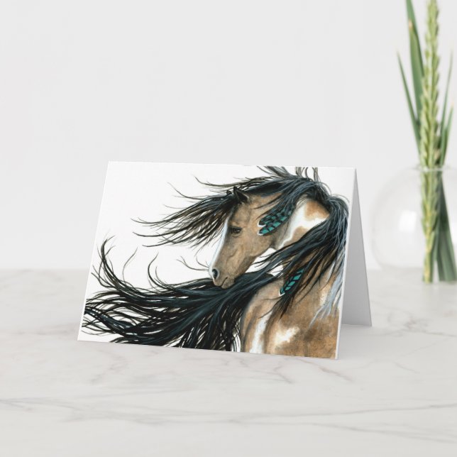 Happy Birthday Serenity Horses by AmyLyn Bihrle Card (Front)