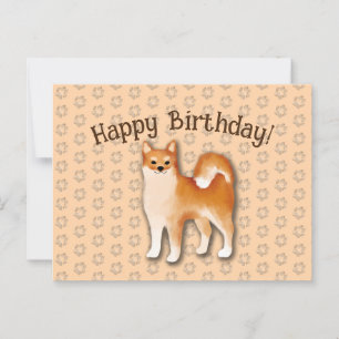 Happy Birthday Shiba Inu dog illustration Postcard