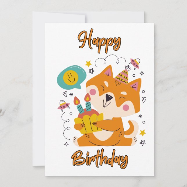 Happy Birthday Shiba Inu Invitation (Front)