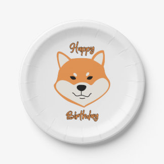 Happy Birthday Shiba Inu Original Paper Plates