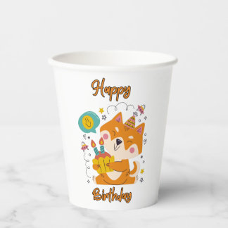Happy Birthday Shiba Inu Paper Cups