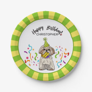 Happy Birthday Shih Tsu Dog Party Paper Plate