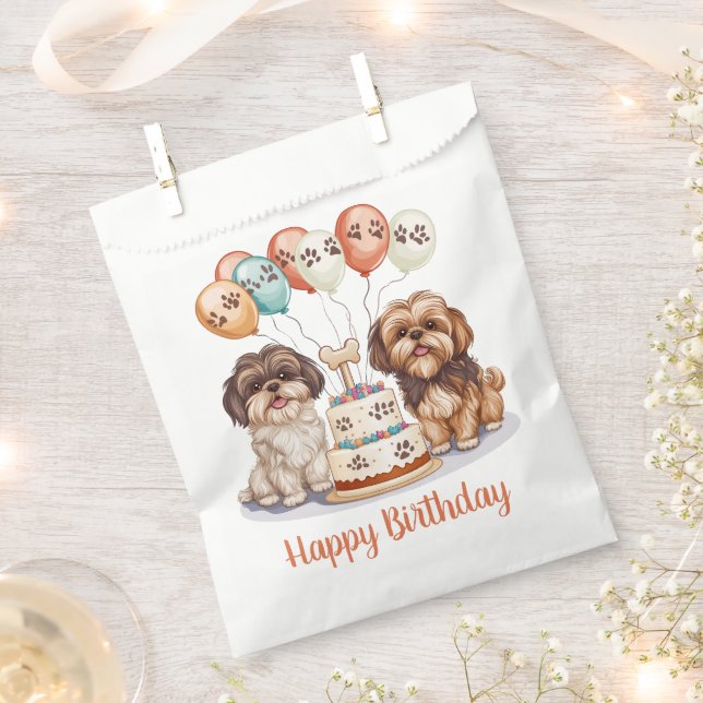 Happy Birthday Shih Tzu Dogs Birthday Cake Favour Bags (Clipped)