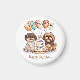 Happy Birthday Shih Tzu Dogs Birthday Cake Magnet