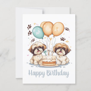 Happy Birthday Shih Tzu Dogs Birthday Cake Postcard